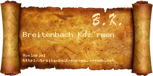 Breitenbach Kármen névjegykártya